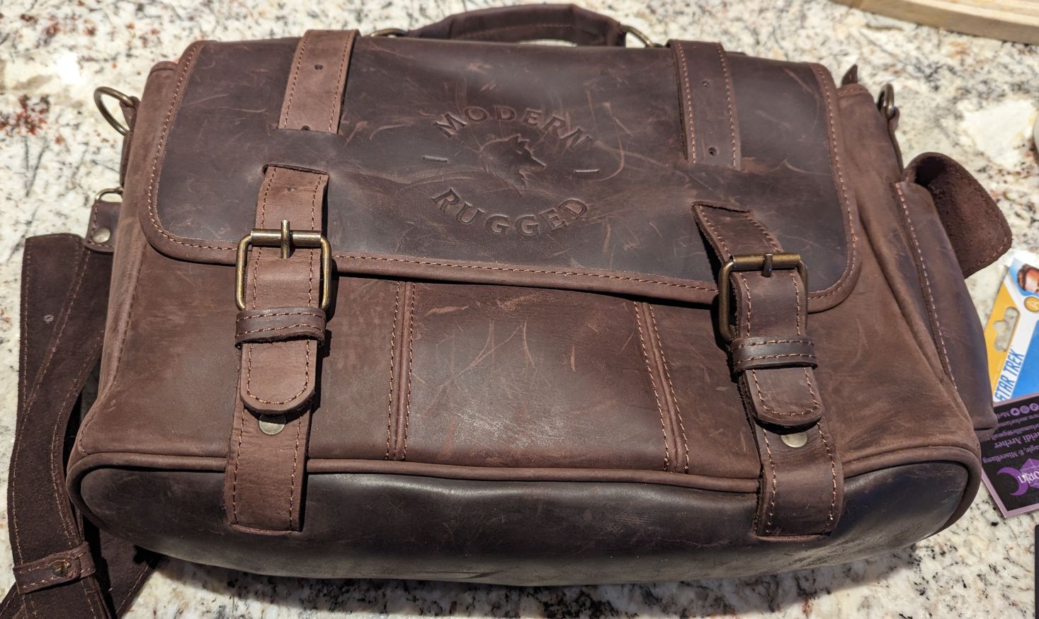 A nice leather bag to hold stuff.